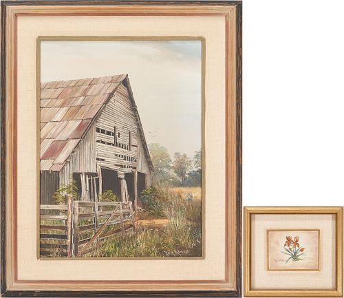 2 MARION COOK PAINTINGS, BARN IN