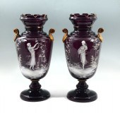 2 MARY GREGORY AMETHYST VASES: