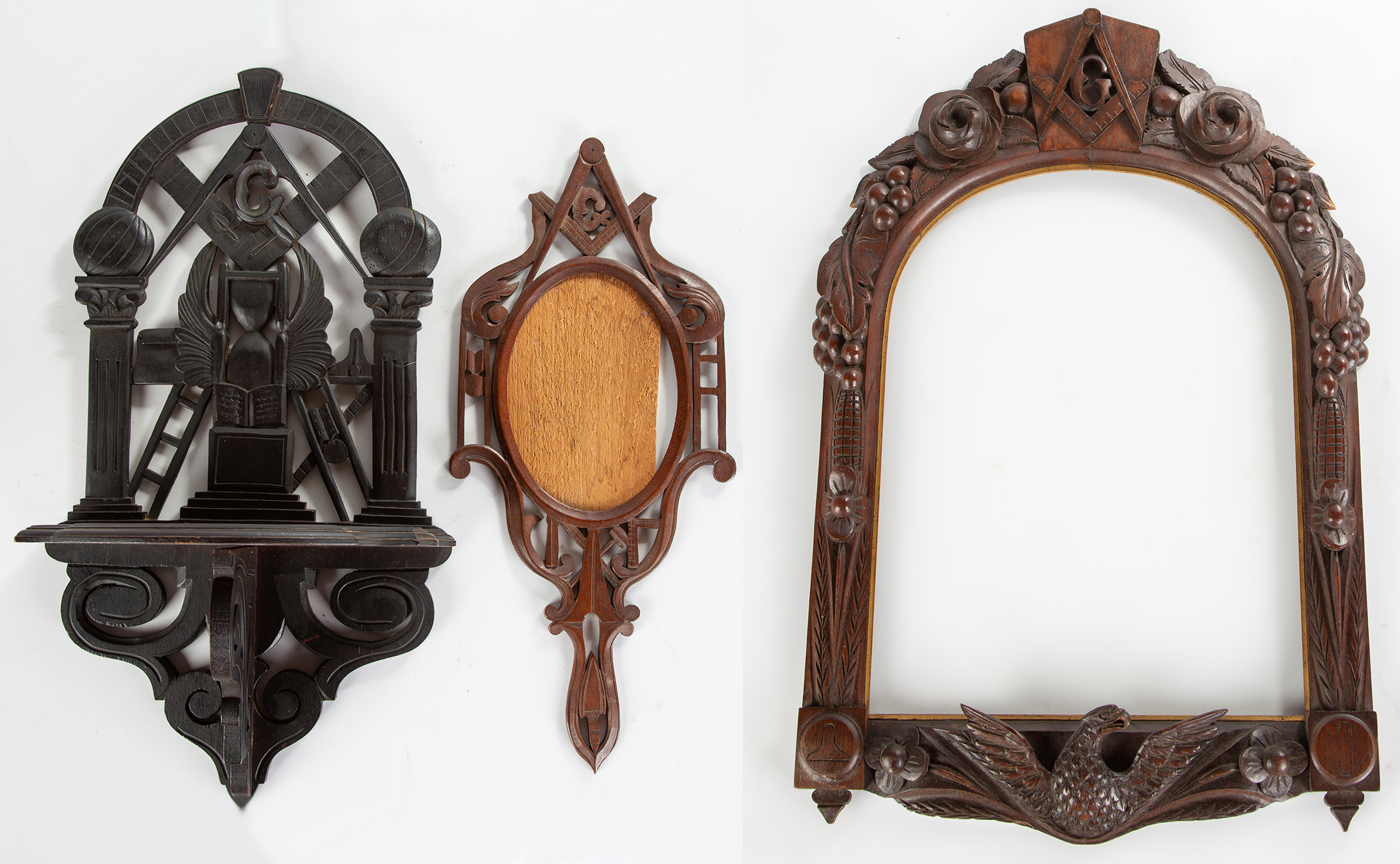(2) MASONIC CARVED PICTURE FRAMES