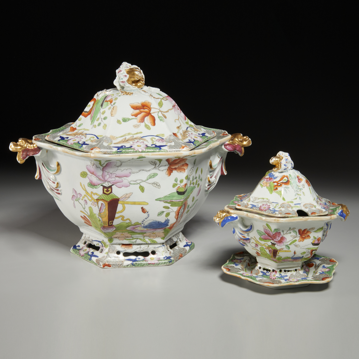 (2) MASON'S 'TABLE & FLOWER POT'