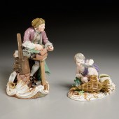 (2) MEISSEN FIGURES, TINSMITH