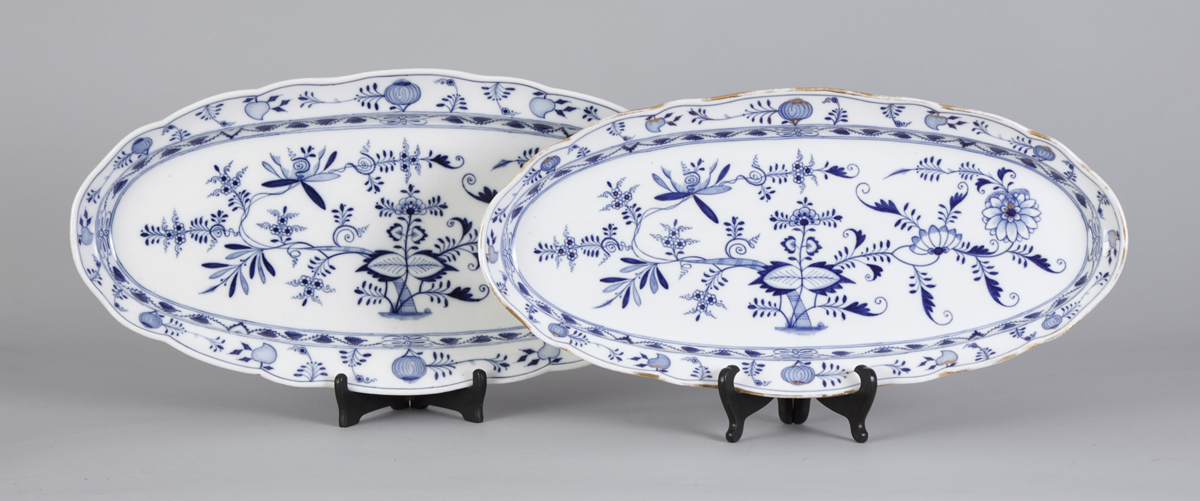 2 Meissen Onion Pattern Oval