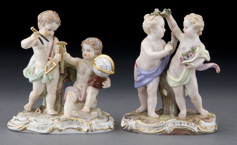 (2) Meissen porcelain figural