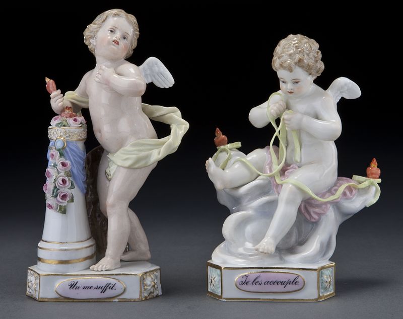 (2) Meissen porcelain figures of