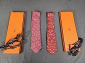 2 Men's Hermes Silk Ties in He
