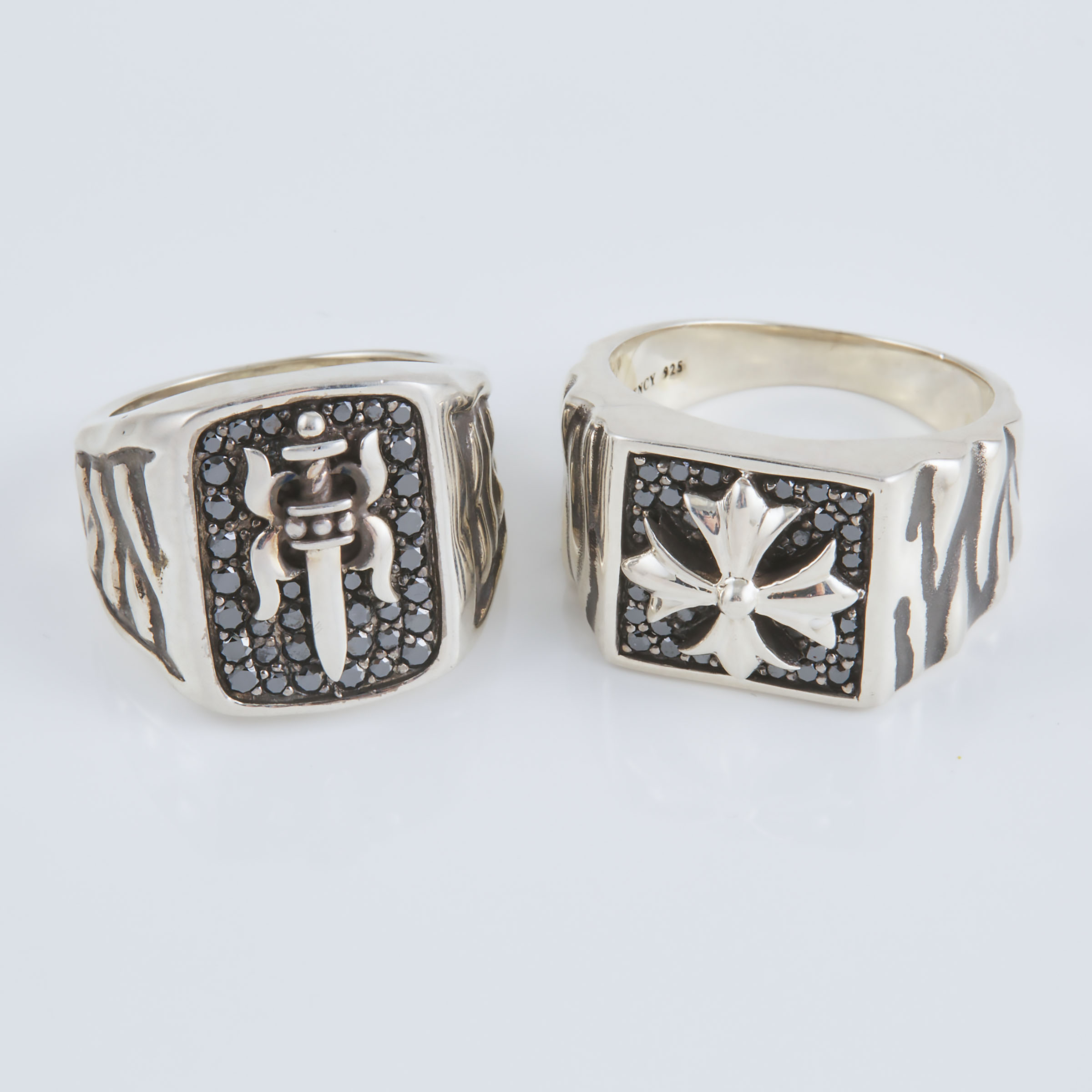 2 Men's Sterling Silver Rings 