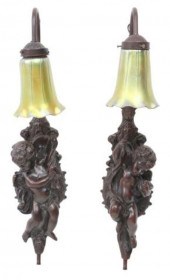 (2) METAL CHERUBIM WALL SCONCE