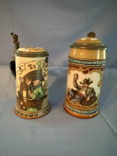 2 METTLACH STEINS (1) WOMEN AN