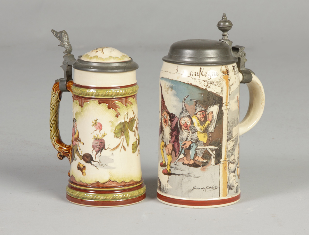 2 Mettlach Steins L: #2184 exc.