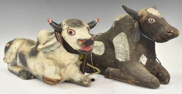 (2) MEXICAN CARVED WOOD PAINTED