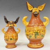 (2) MEXICO REDWARE BULL & PIG