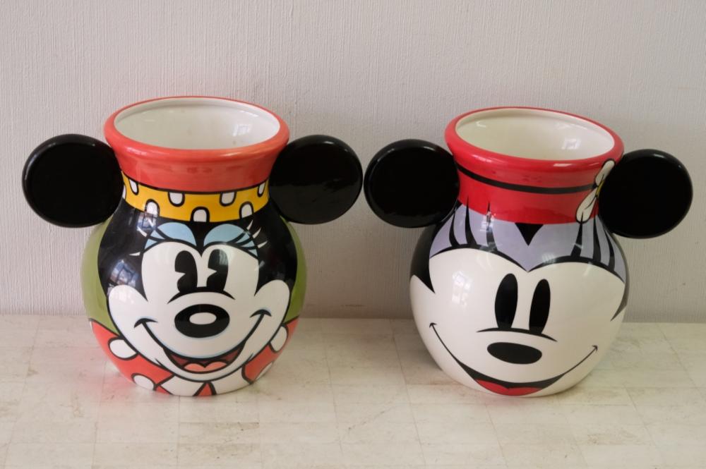 2 MICKEY & MINNIE MOUSE VASES &