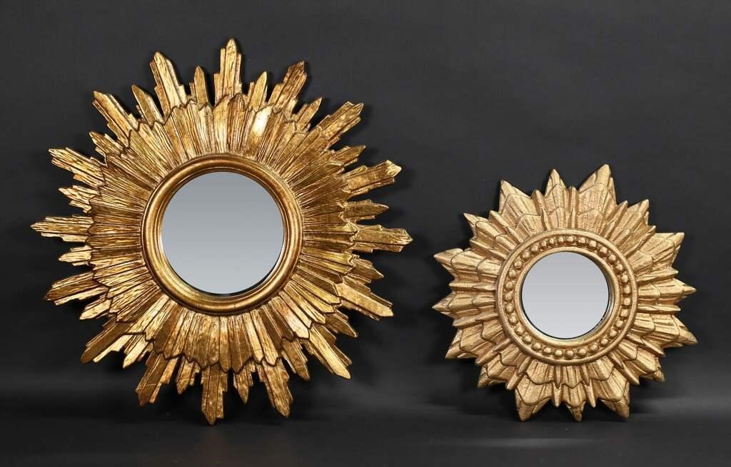 2 MID-CENTURY GILTWOOD SUNBURST