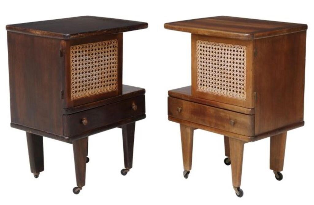(2) MID-CENTURY MODERN CANED