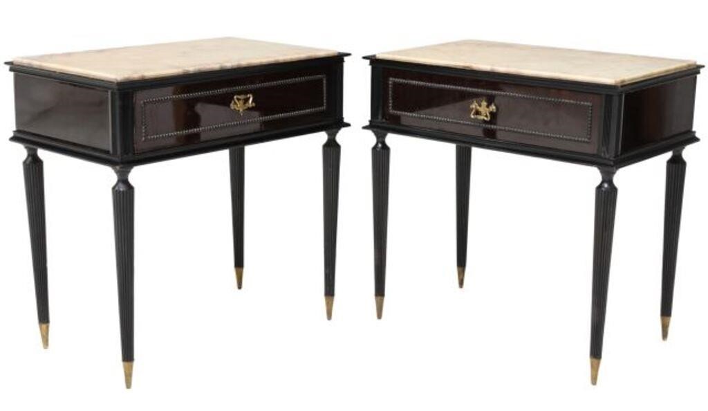 (2) MID-CENTURY MODERN MARBLE-TOP