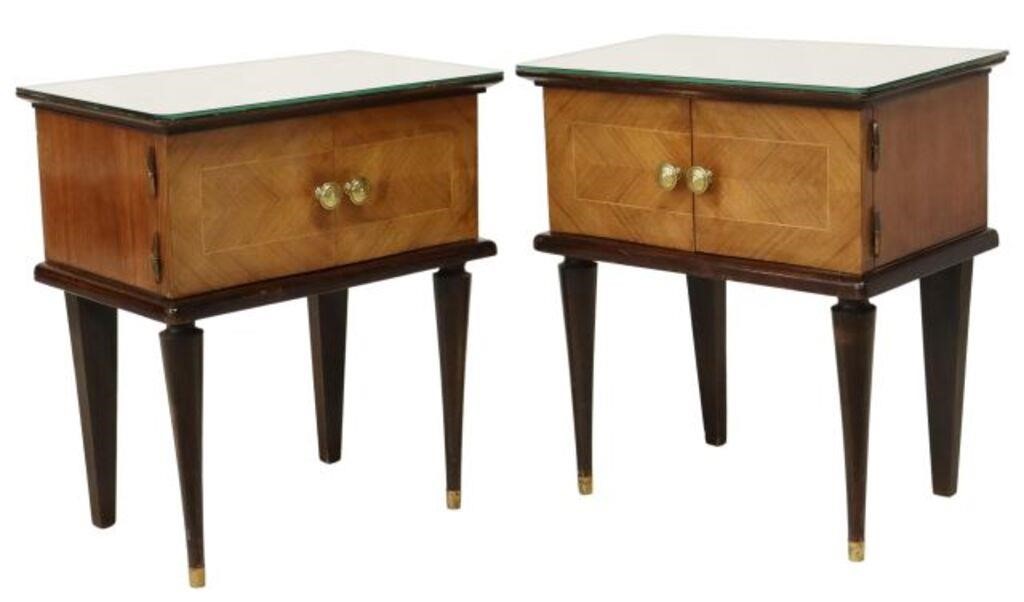 (2) MID-CENTURY MODERN MIRRORED-TOP
