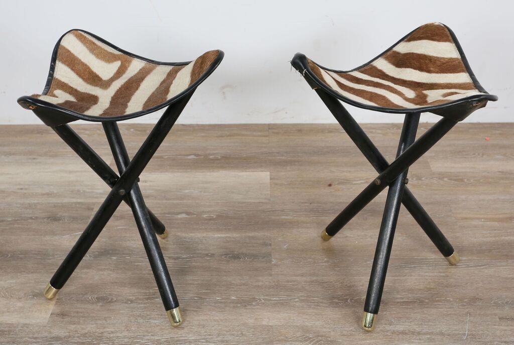 2 MID CENTURY MODERN ZEBRA HIDE