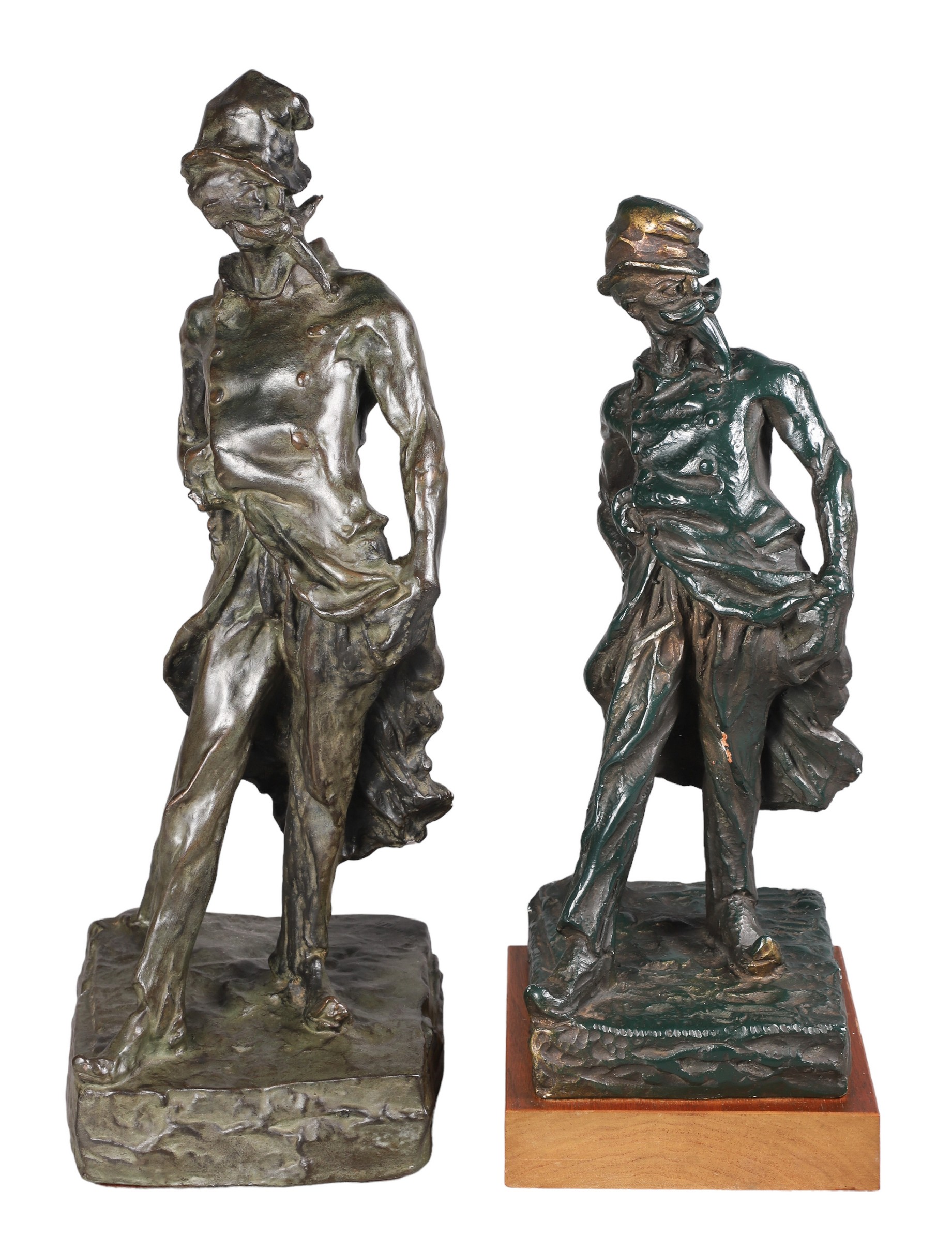 (2) Mid Century sculptures of a man