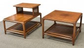 2) MID-CENTURY WALNUT & CANE T