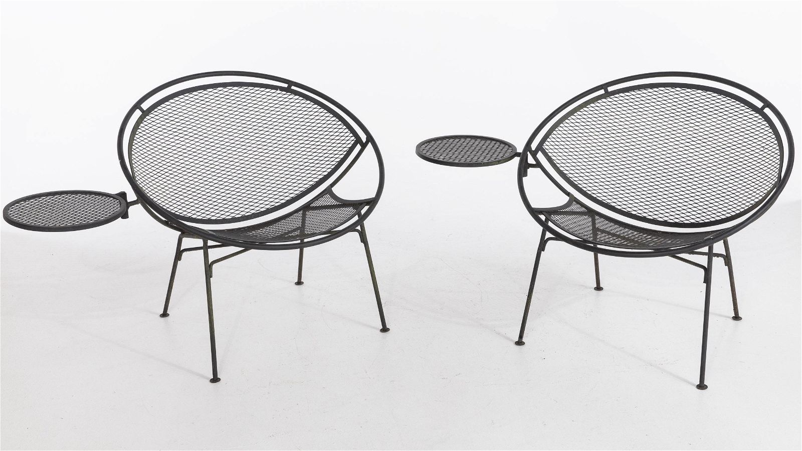 2 MID-CENTURY WROUGHT IRON SAUCER