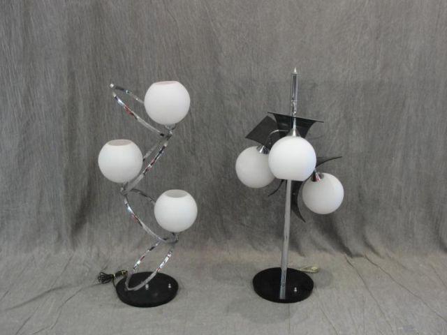 2 Midcentury Chrome Lamps. From a