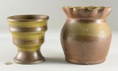 2 MIDDLE TN STONEWARE FLOWER P
