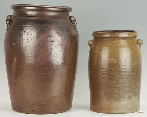 2 MIDDLE TN STONEWARE JARS, J.A.