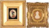 2 MILITARY PORTRAITS, WAX RELI