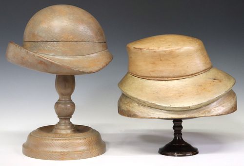 (2) MILLINERY CARVED WOOD PUZZLE