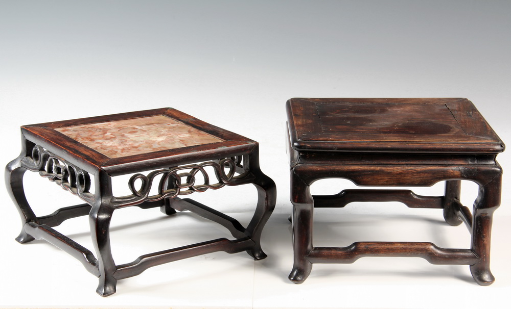 (2) MINIATURE CHINESE STANDS - 19th