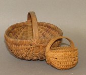 2 MINIATURE FOLK ART BASKETSca