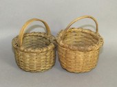 2 MINIATURE HANDLED BASKETSca.
