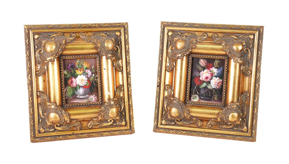 2 MINIATURE OIL FLORAL STILL LIFE