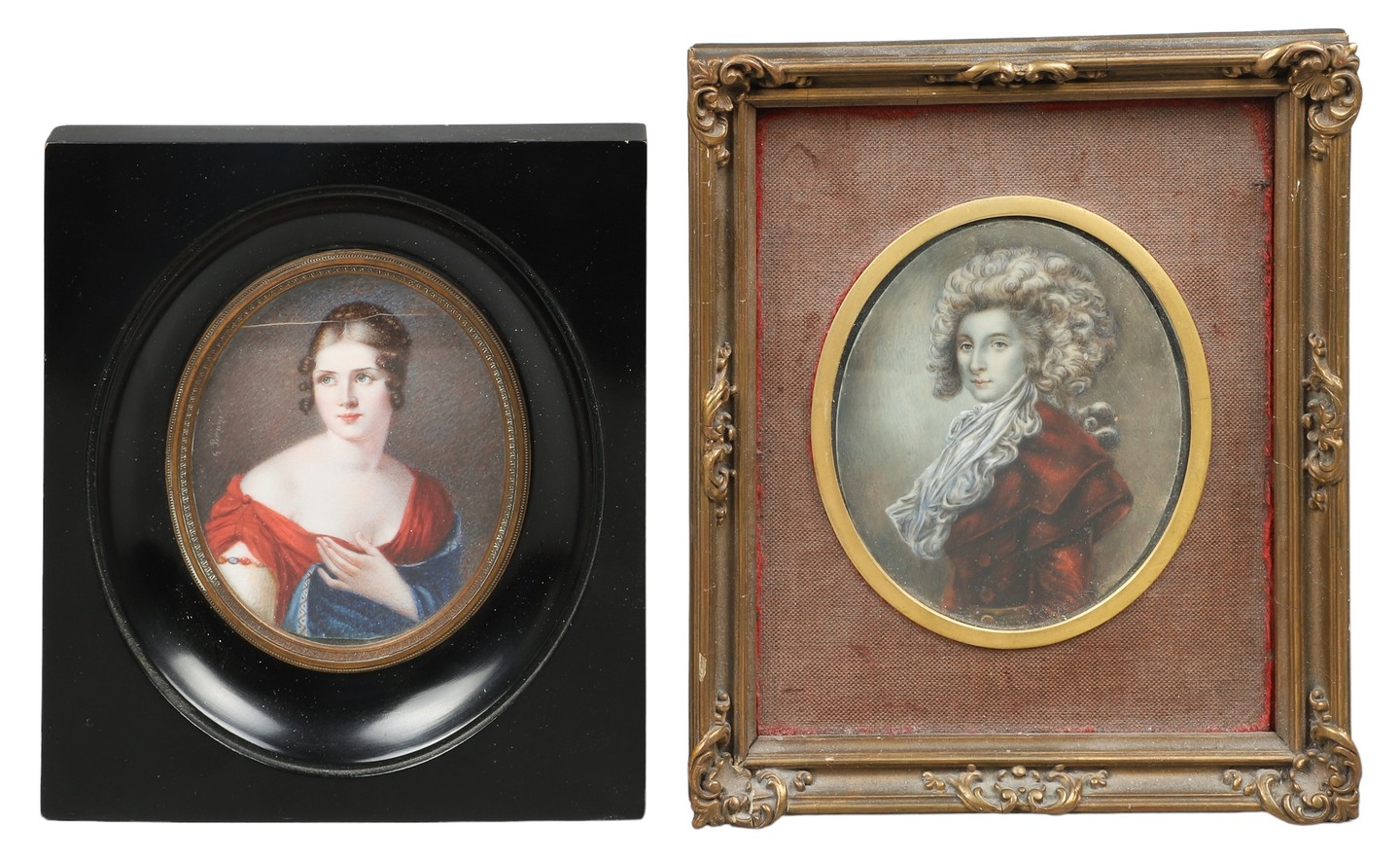 (2) Miniature portrait paintings to