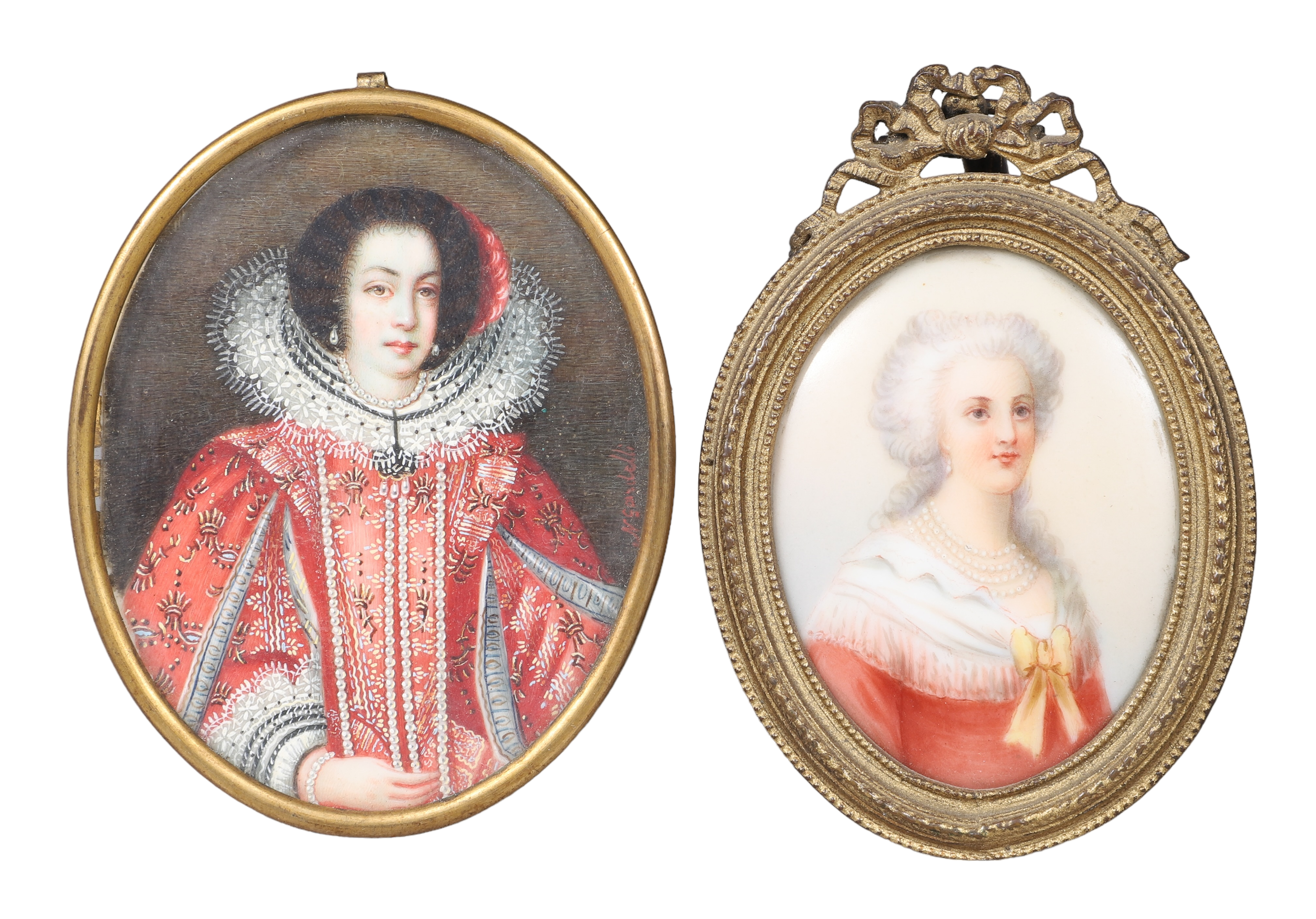 (2) Miniature portrait paintings to