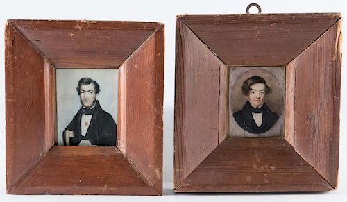 2 MINIATURE PORTRAITS OF