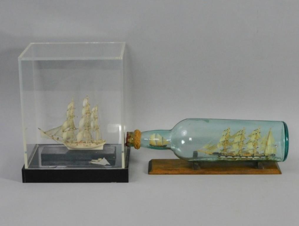 (2) MINIATURE SHIP MODELS. ONE