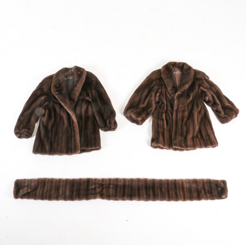 (2) MINK FUR COATS AND SCARFFrom