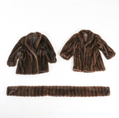 (2) MINK FUR COATS AND SCARF<b