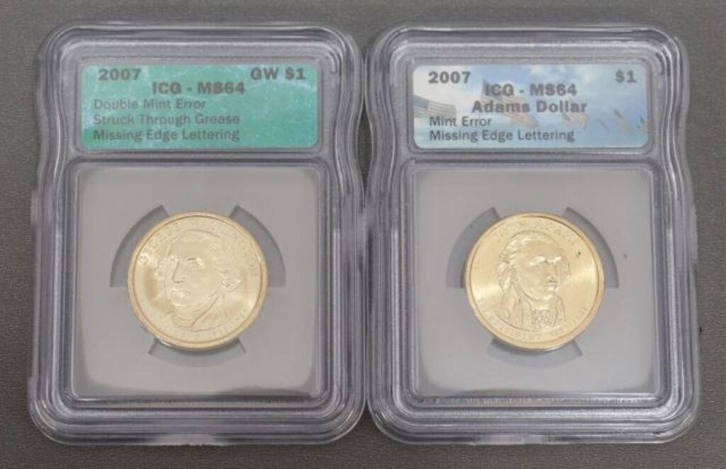 (2) MINT ERROR $1 PRESIDENTIAL