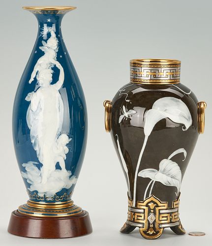 2 MINTON PATE SUR PATE VASES, INCL.