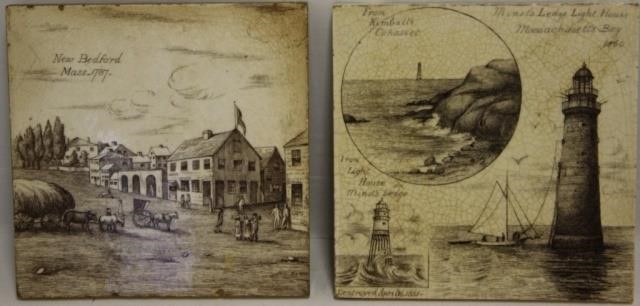 2 MINTON TILES.  ONE IS NEW BEDFORD