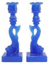 (2) MMA BLUE GLASS DOLPHIN CAN