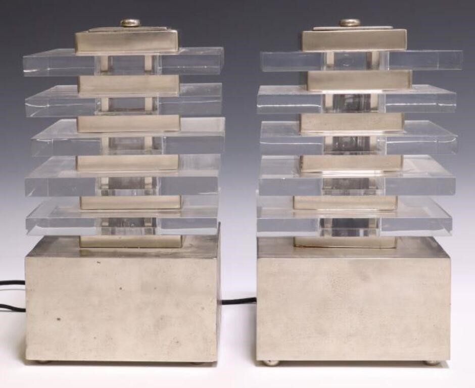 (2) MODERN ACRYLIC & CHROMED