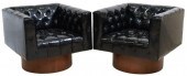 (2) MODERN BLACK BUTTONED SWIV