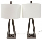 (2) MODERN BRUSHED METAL SINGL