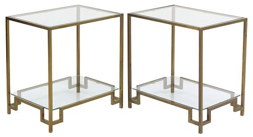 (2) MODERN GILT METAL &AMP; GLASS