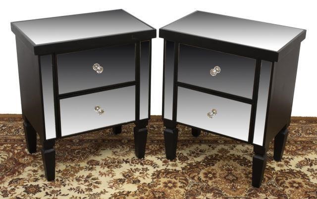 (2) MODERN MIRRORED BEDSIDE