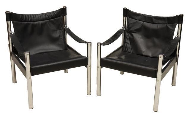 (2) MODERN TUBULAR CHROME LEATHER