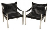(2) MODERN TUBULAR CHROME LEAT